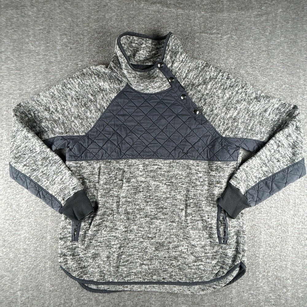 Abercrombie & Fitch Asymmetrical Snap Up Sweatshirt Women’s Sz L Quilted Fleece